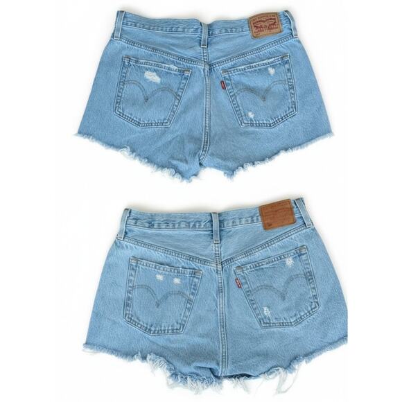 SET OF 2: Levi’s Premium 501 Original Distressed Cutoff Shorts - Light Wash W29 - Picture 2 of 11